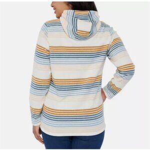O'Neill Ladies' Half Zip Polar Fleece Hoodie Size Medium Cream Stripe